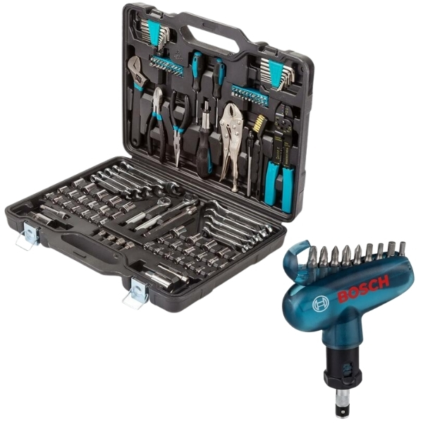 Bort – Tool Kit Set (123 Pieces) & Bosch Screwdriver Bit Set 10 Piece