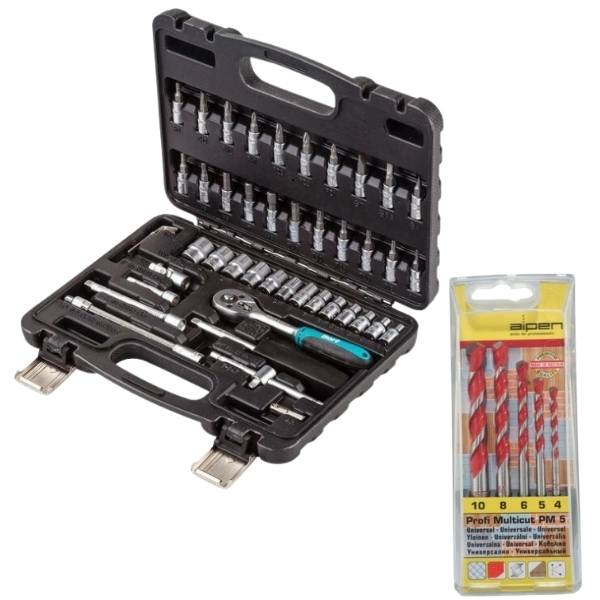 Bort – Socket Set (1/4″ Drive – 46 Piece) & Alpen Multicut Drill Bit Set (5 Piece)