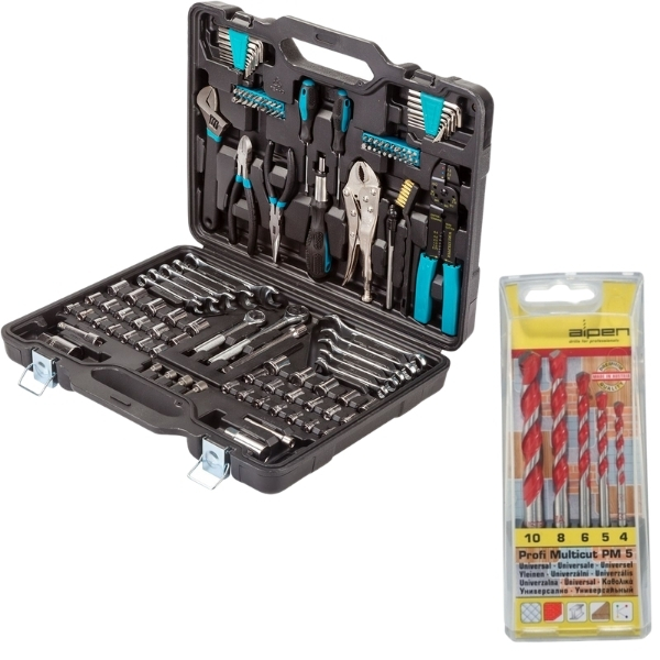 Bort -Socket and Spanner Set (123 Piece) & Alpen Multicut Drill Bit Set (5 Piece)