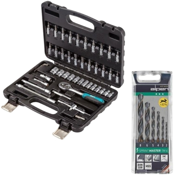 Bort – Socket Set (1/4″ Drive – 46 Piece) & Alpen Sprint Master Bit Set (6 Piece)