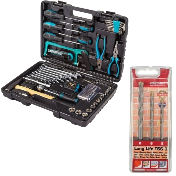 Bort – Socket and Spanner Set (84 Piece) & Alpen Masonry Drill Bit Set (3 Piece)