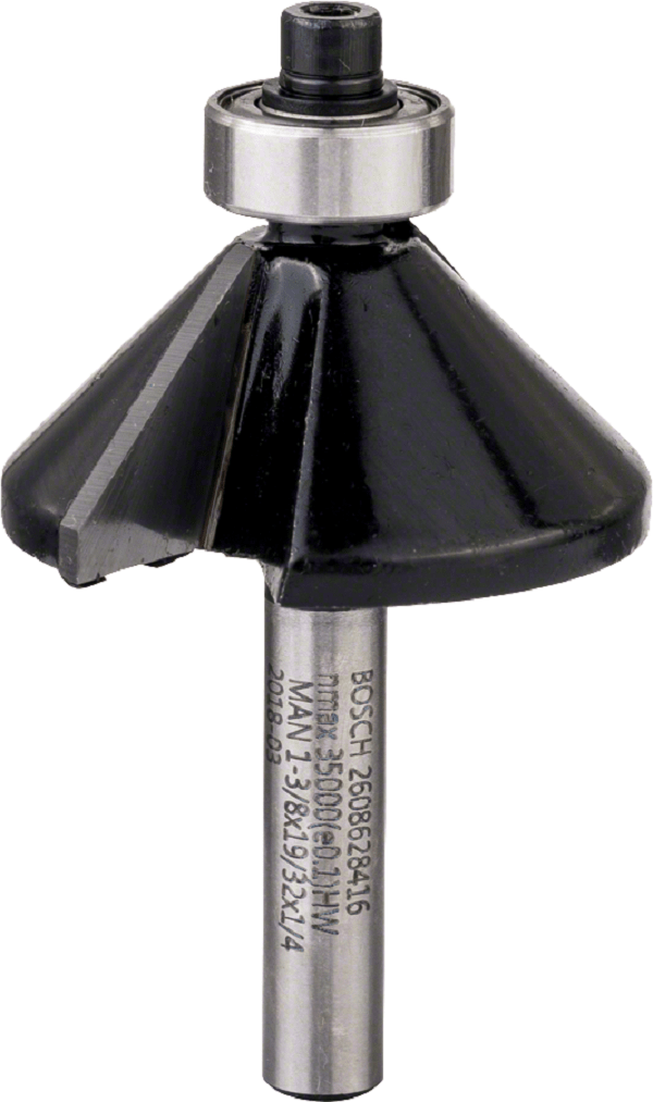Chamfer/laminate trim bit 1/4″, D1 34,9 mm, B 13 mm, L 14,6 mm, G 56 mm, 45°