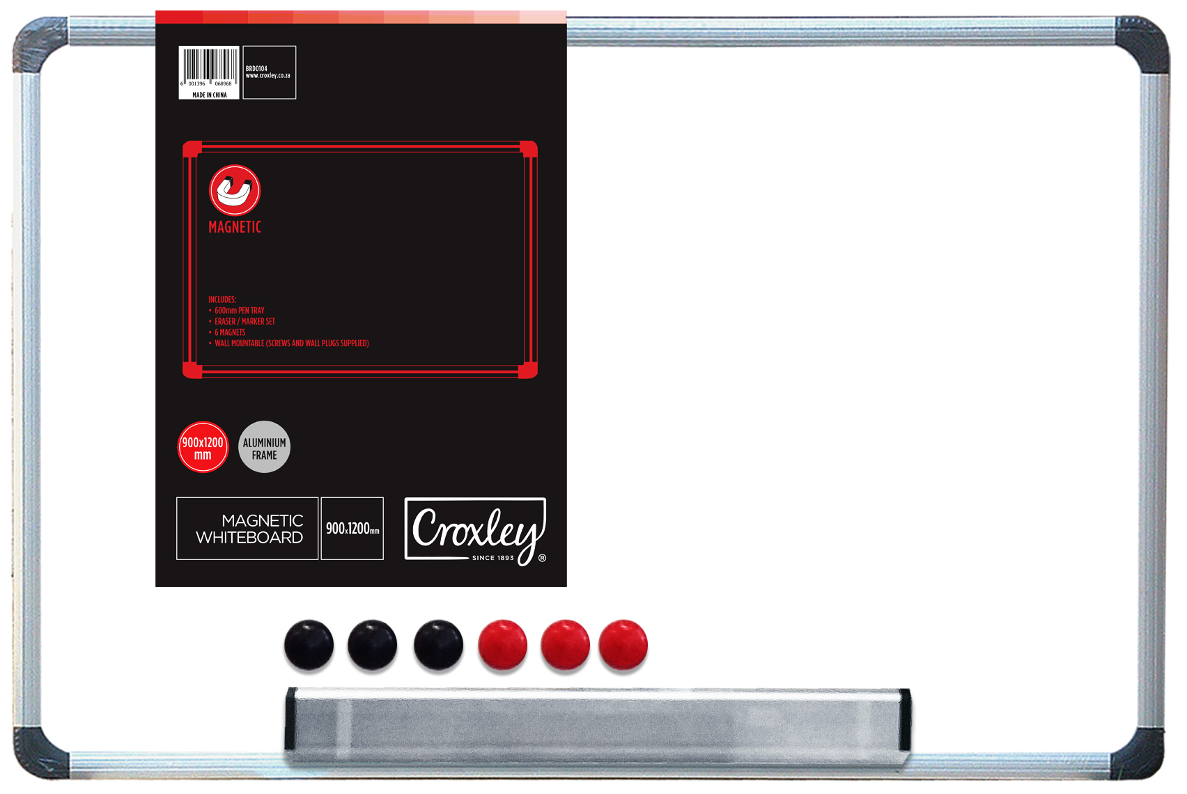 Croxley Magnetic Whiteboard 900x1200mm with Accessories