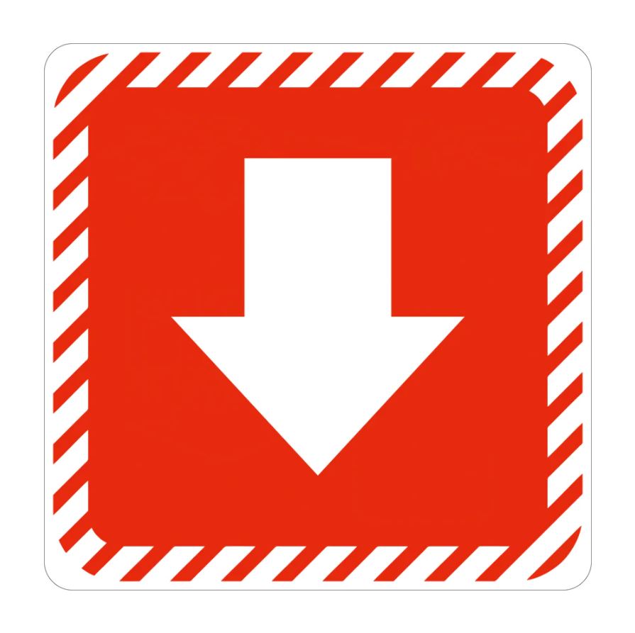 Parrot Products: Red Arrow Safety Sign on White ACP 15cm*15cm