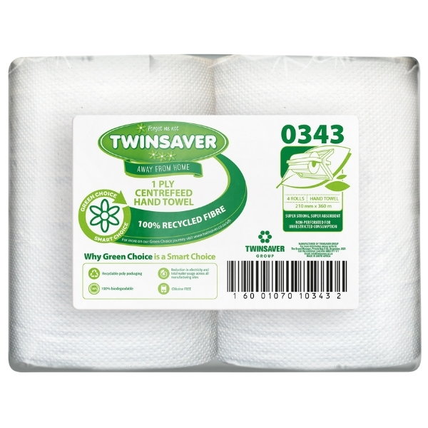 Twinsaver – Paper Towel / Centrefeed Paper Towel (1Ply) – Pack of 4