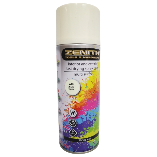 Zenith – Spray Paint / Interior and Exterior Fast Drying Spray Paint – Cream White – A46