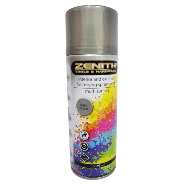 Zenith – Spray Paint / Interior and Exterior Fast Drying Spray Paint – Silver – M303