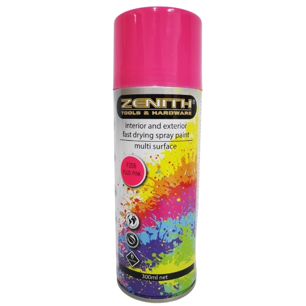 Zenith – Spray Paint / Interior and Exterior Fast Drying Spray Paint – Fluo Pink – F206