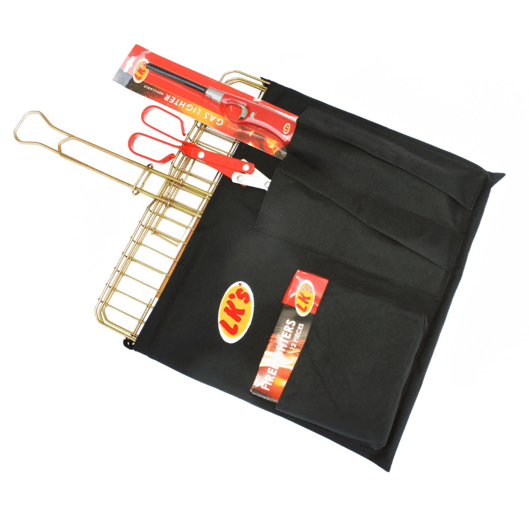 Braai Set and Canvas Bag – Big Box – Sliding Handle – Mild Steel