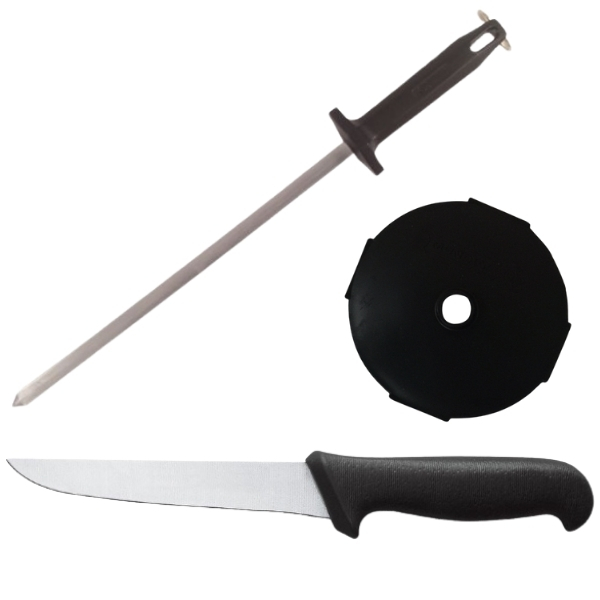 Mundial – Boning Knife (Wide), Sharpener and Cutting Protection – 3 Piece