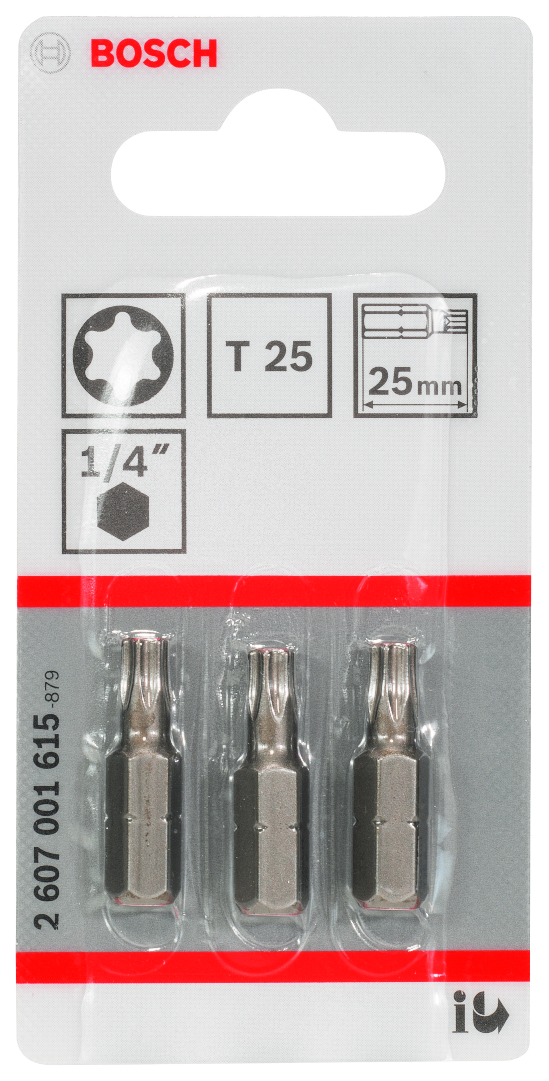 Screwdriver bit Extra Hard T25, 25 mm, 3 pc