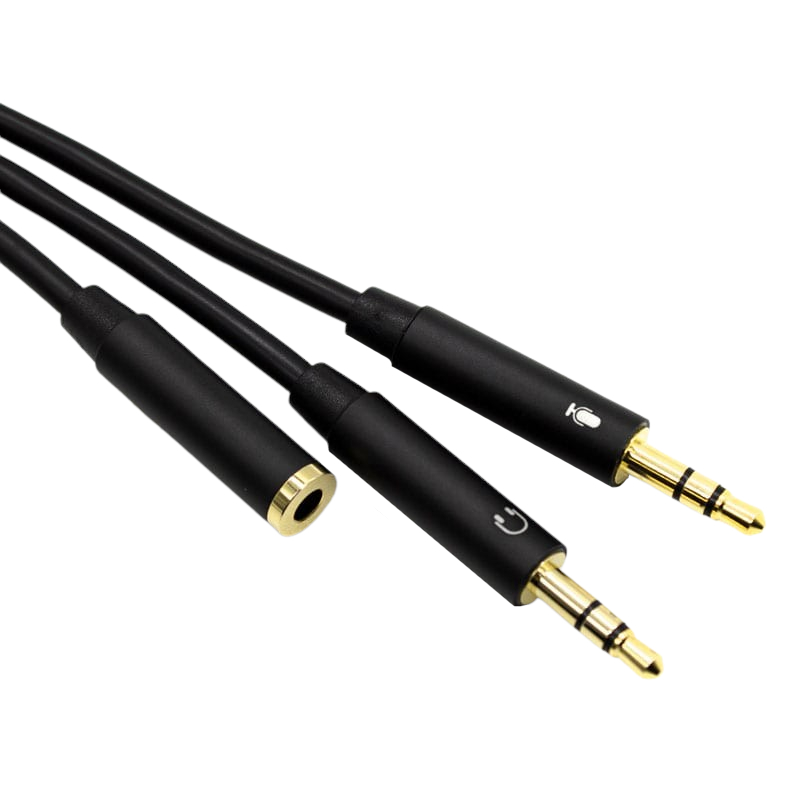 Gizzu 3.5mm (Female) to 2 x 3.5mm (Male) Mic + (Male) Headset Adapter Cable