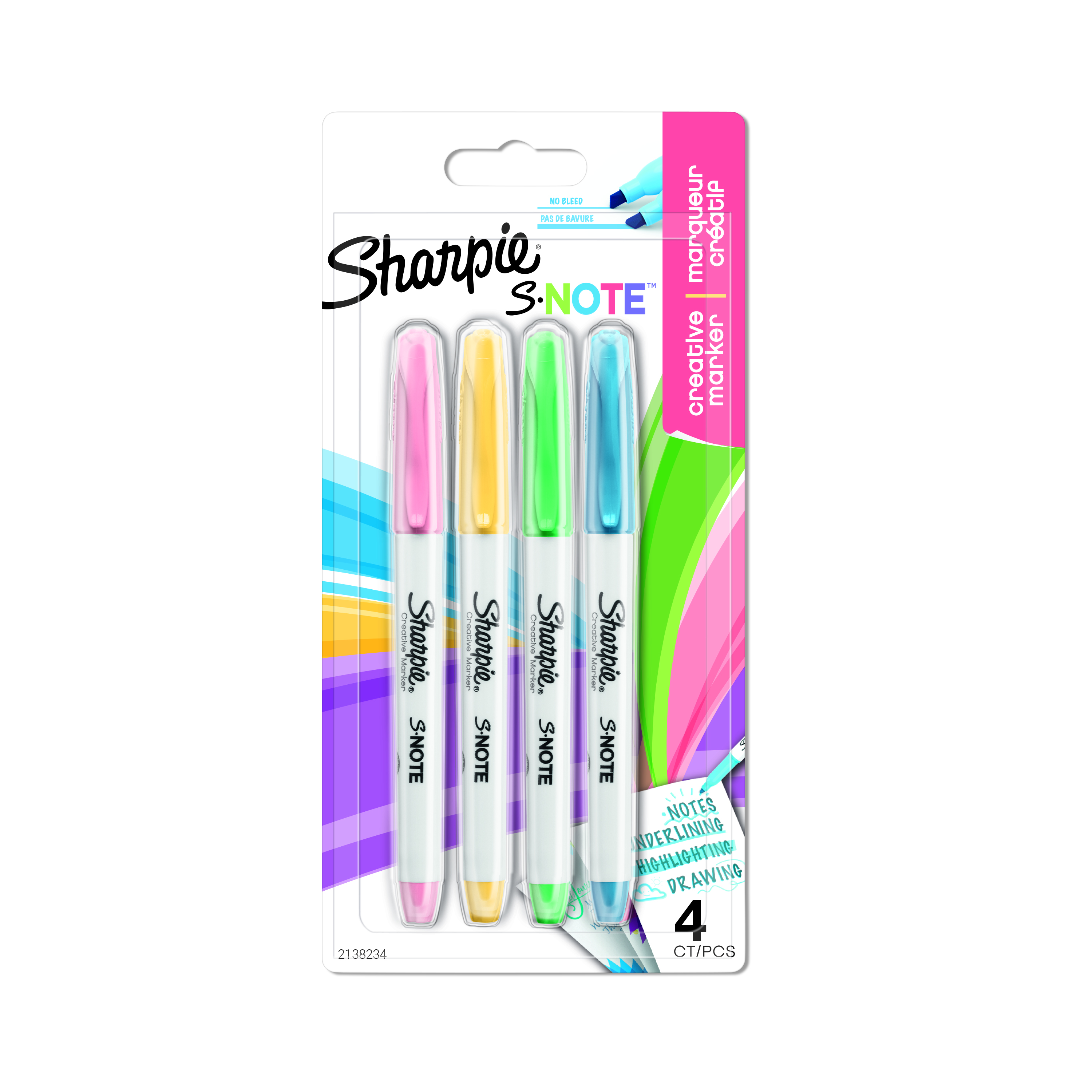 SHARPIE S-Note Creative Marker Hilghlighter Assorted Colours 4 Pack