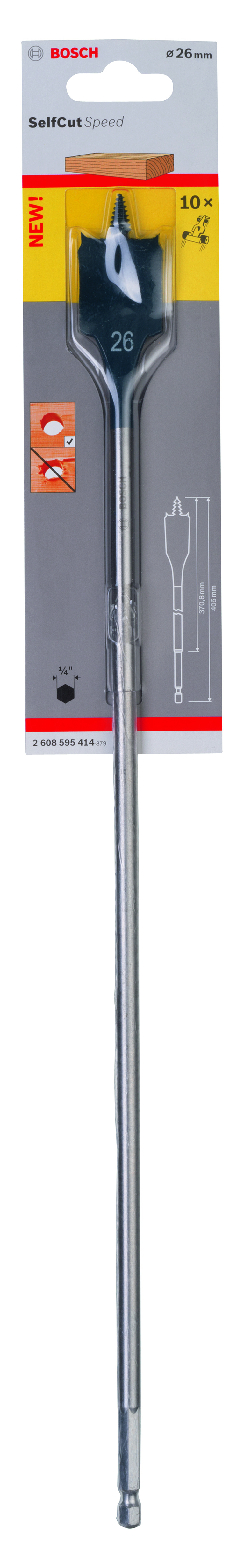 Self Cut Speed Spade Bit, Hexagon 26 x 400 mm