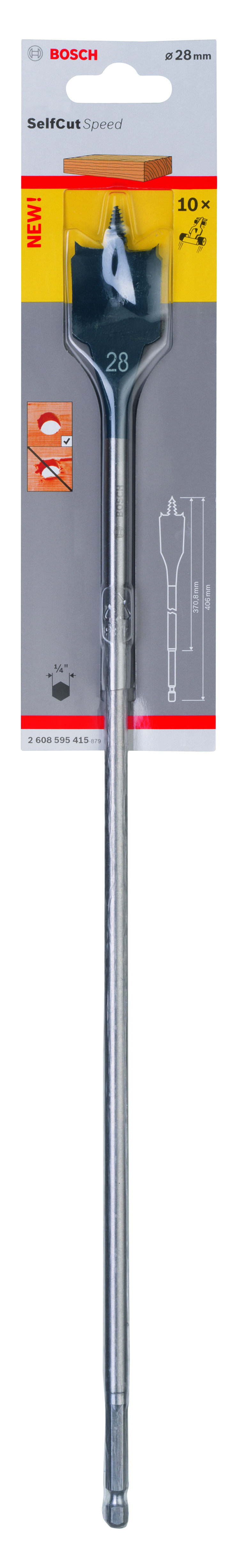 Self Cut Speed Spade Bit, Hexagon 28 x 400 mm