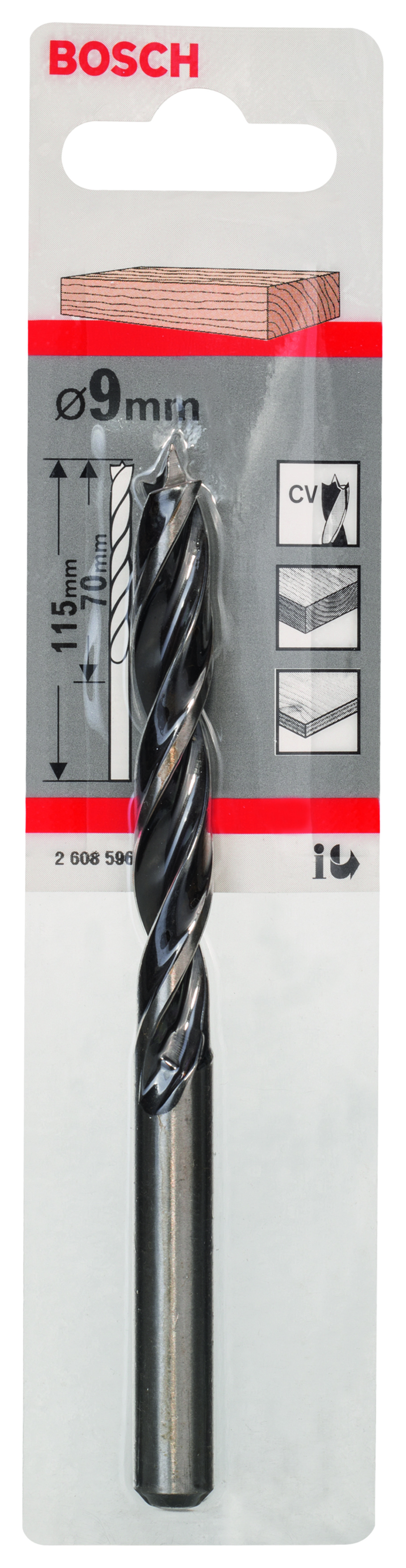 Standard Brad Point Drill Bit 9 x 80 x 120 mm, d 9 mm