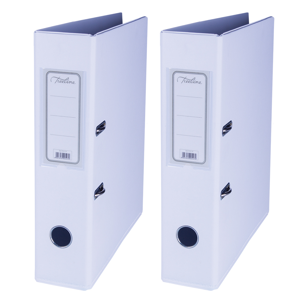 Treeline PVC 70 A4 PVC Lever Arch File – White – Pack of 2