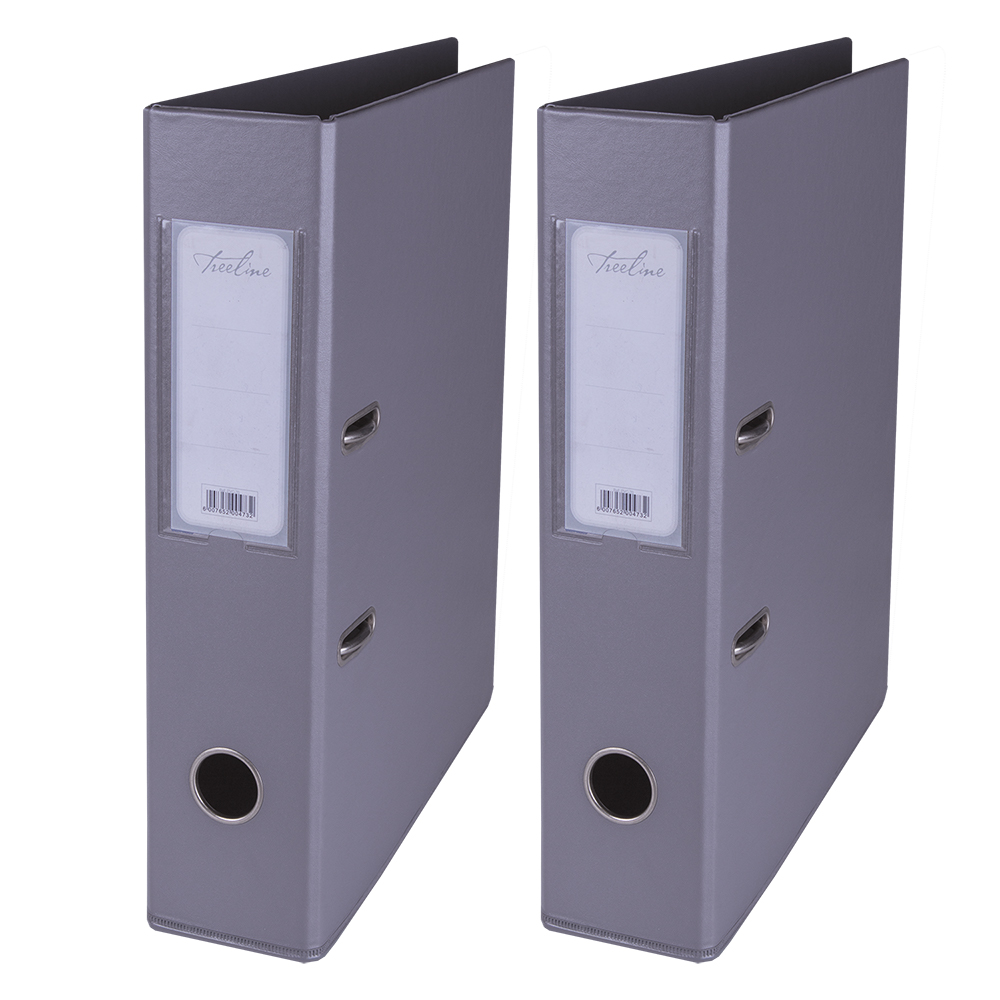 Treeline PVC 70 A4 PVC Lever Arch File – Grey – Pack of 2