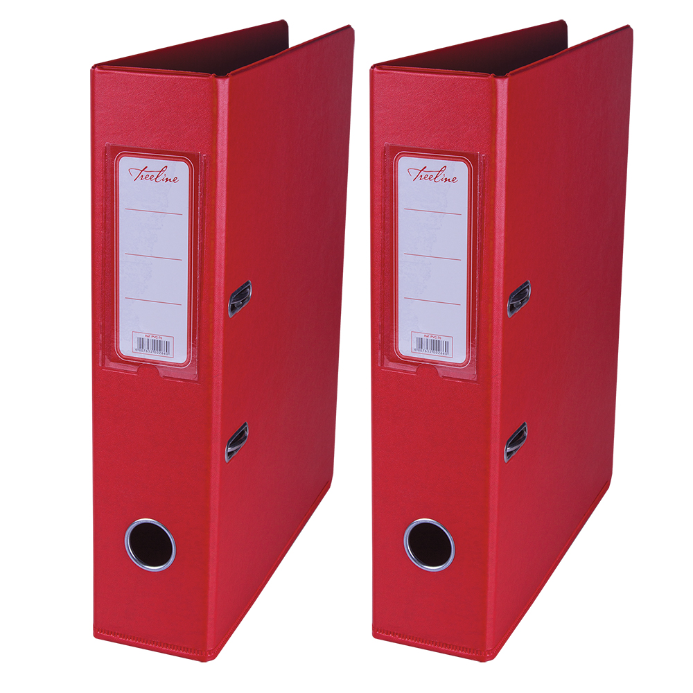 Treeline PVC 70 A4 PVC Lever Arch File – Red – Pack of 2