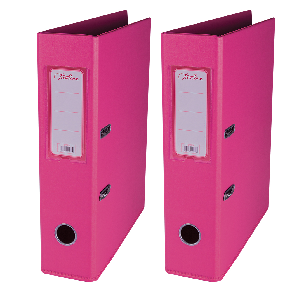 Treeline PVC 70 A4 PVC Lever Arch File – Hot Pink – Pack of 2