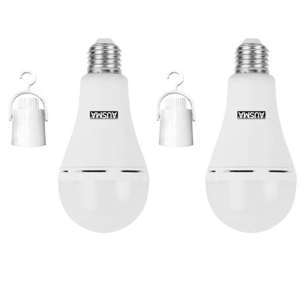 Ausma – LED Lamp / 7W E27 Day Light 6500k LED Bulb with Battery – Pack of 2