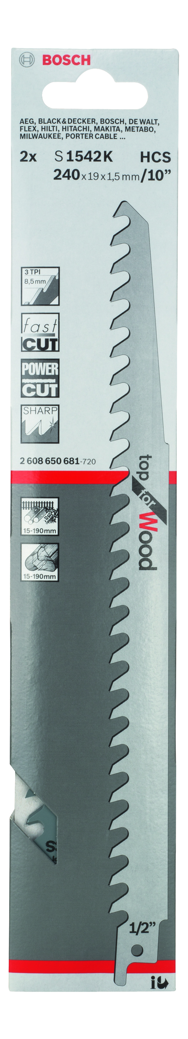 Reciprocating saw blade S 1542 K Top for Wood