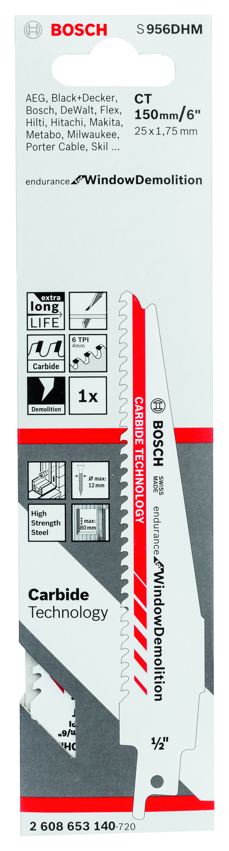 Reciprocating saw blade S 956 DHM Carbide endurance for Window Demolition