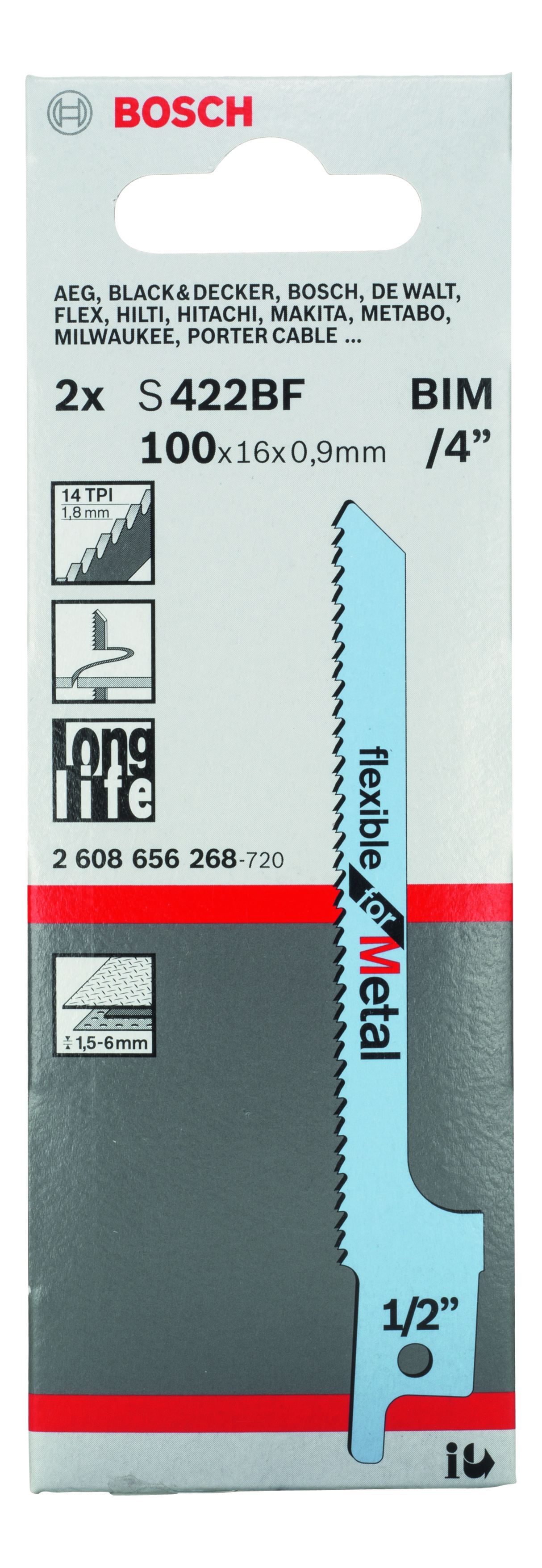 Reciprocating saw blade S 422 BF Flexible for Metal