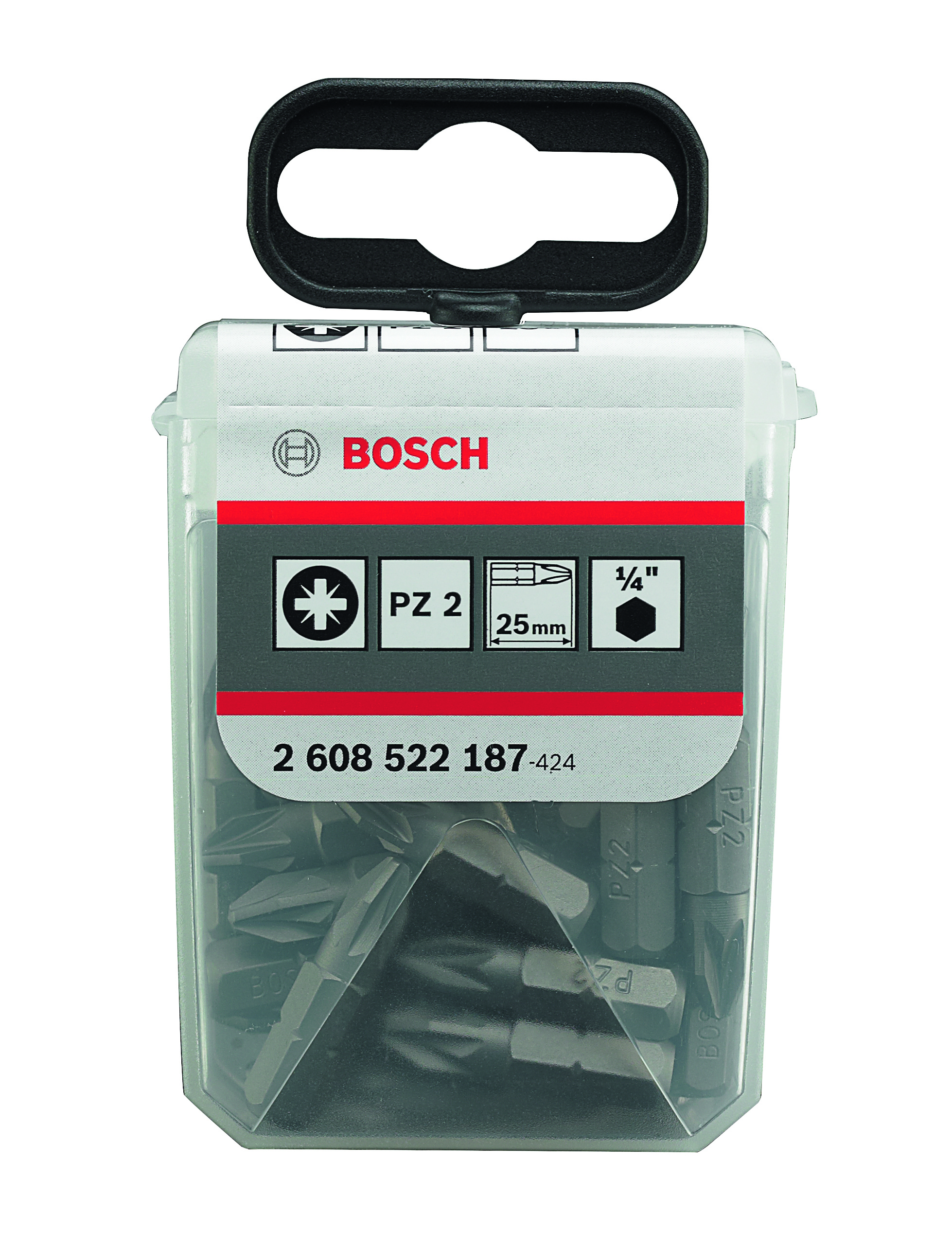 Screwdriver bit Extra Hard PZ 2, 25 mm, 25 pc, plastic box