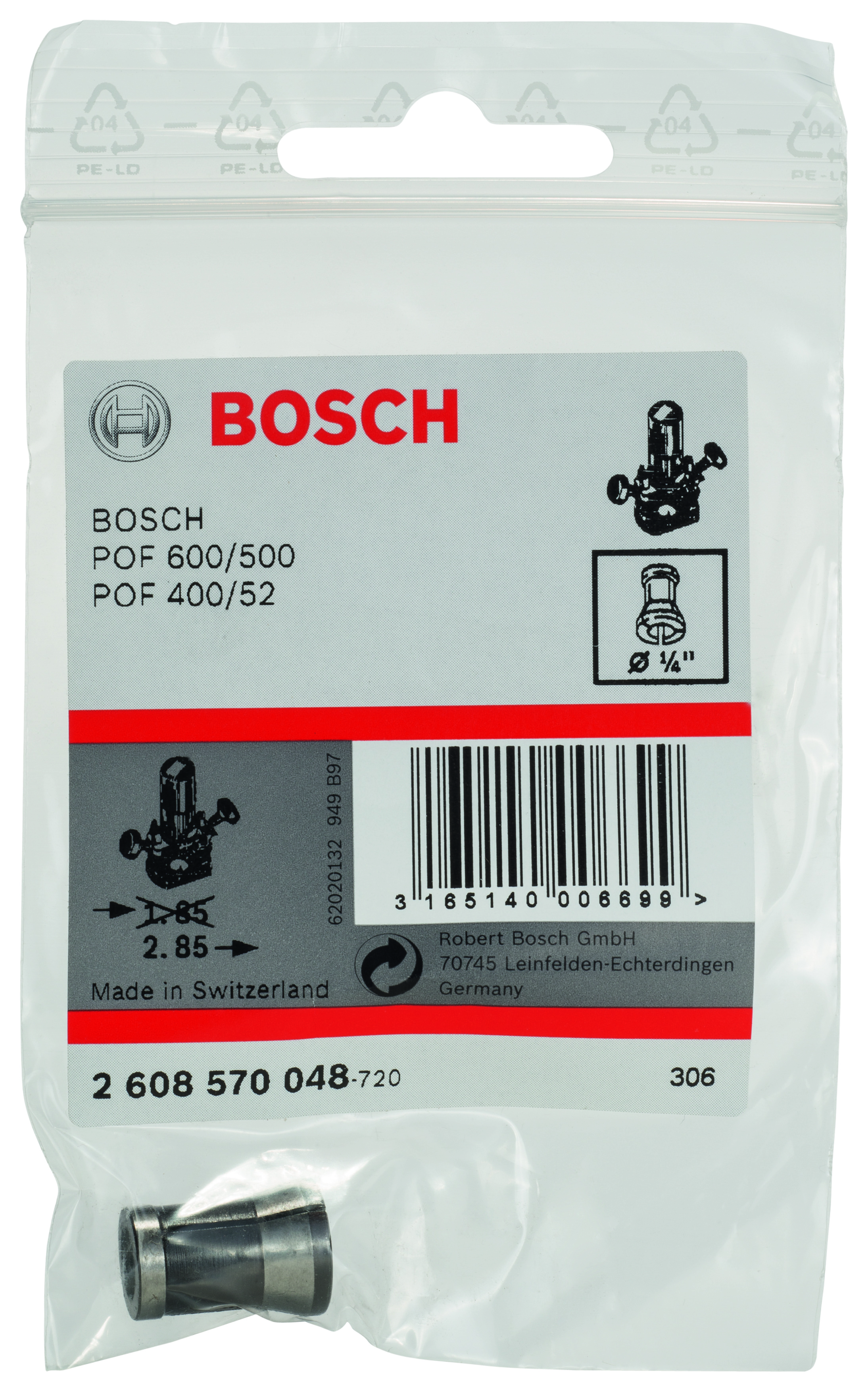 Collet without locking nut 1/4″