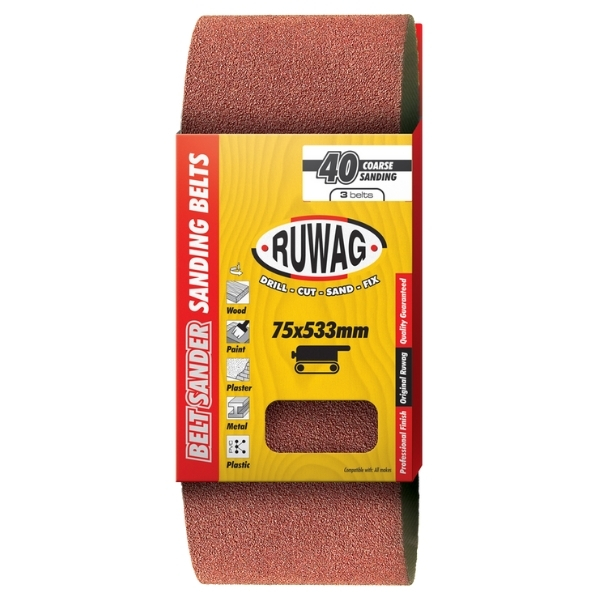 Ruwag – Sanding Belts P100 75 x 533mm – Pack of 3