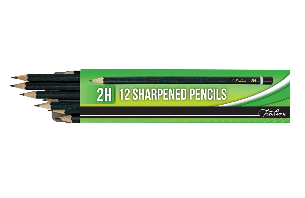 Treeline Graphite Pencils Sharpened – Box of 12 – 2H
