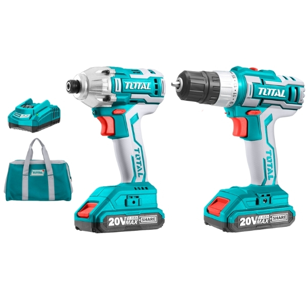 Total – Cordless Li-ion Combo Kit with 2 x 2.0Ah