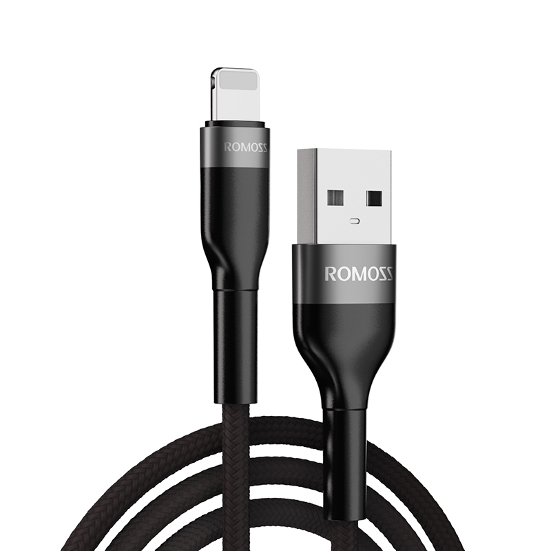 Romoss USB to Lightning Nylon Braided Cable 1m – Black & Grey