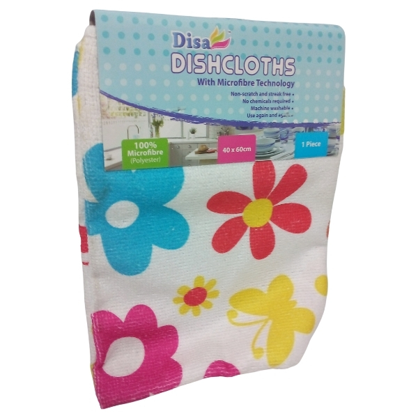 Disa – Dish Cloth with Microfibre Technology 40 x 60cm – Flowers (1 Piece)