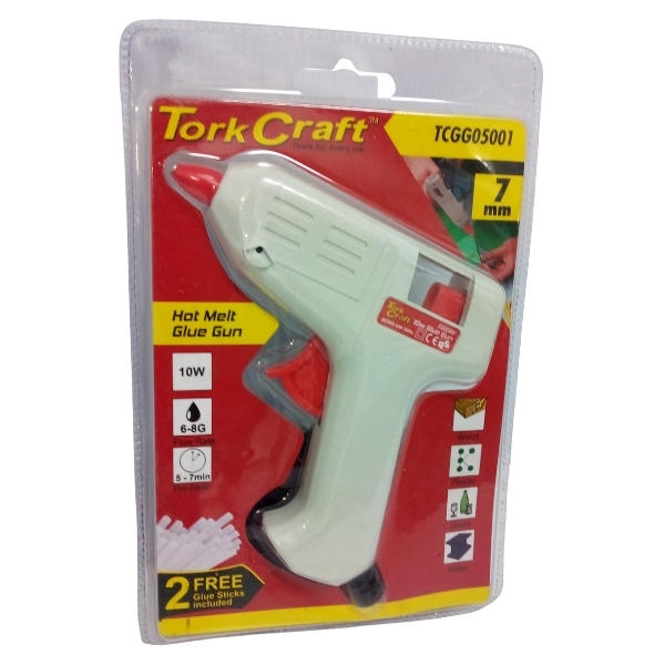 Tork Craft – Glue Gun / Hot Melt Glue Gun 7mm with 2 x Glue Sticks – 10W