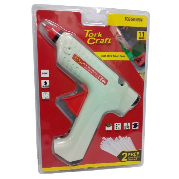 Tork Craft – Glue Gun / Hot Melt Glue Gun 11mm with 2 x Glue Sticks – 80W