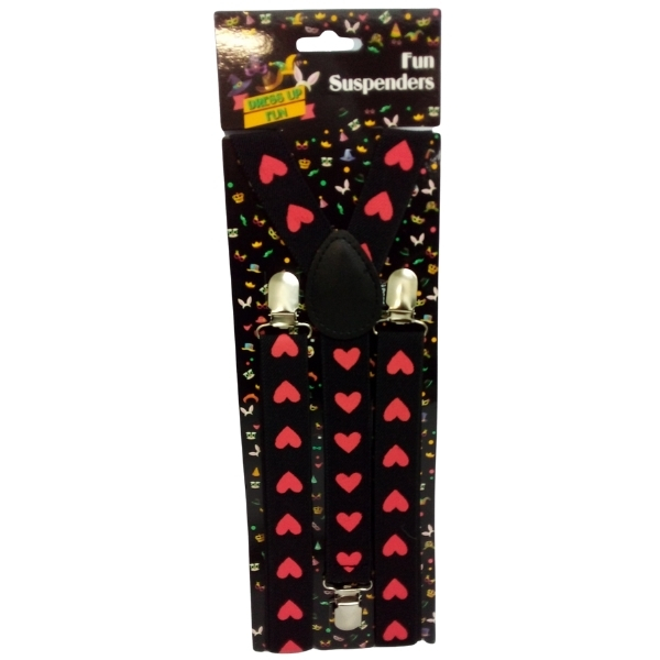 SourceDirect – Suspenders / Dress Up Suspenders – Hearts – Black (Red Hearts)