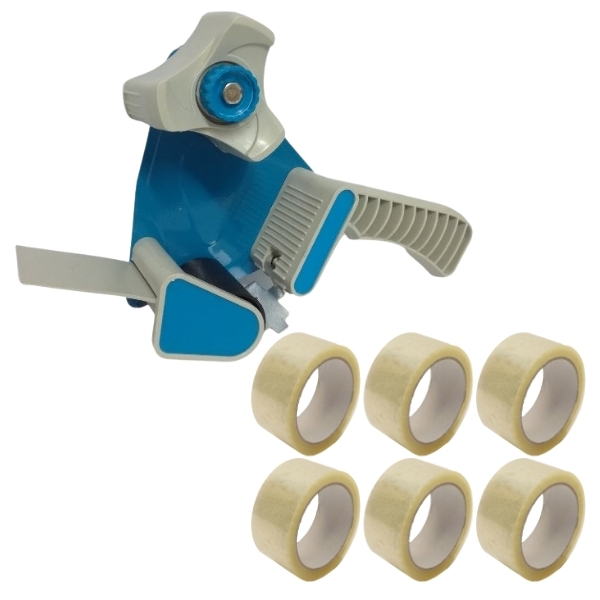 SourceDirect – Tape Dispenser 48mm with 6 x 50m Clear Packaging Tape