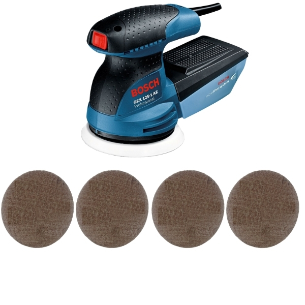 Bosch – Random Orbit Sander GEX 125-1 AE with 20Pc Assorted Mesh Discs ABR.