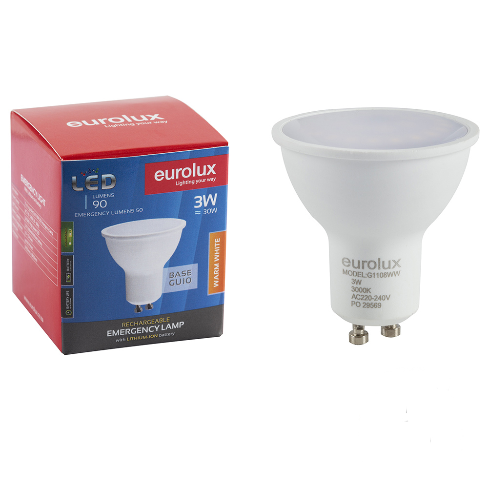 Eurolux 3W GU10 Rechargeable LED Warm White