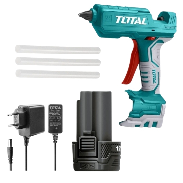 Total Tools – 12V Cordless Glue Gun with 3 x Glue Sticks, Battery & Charger