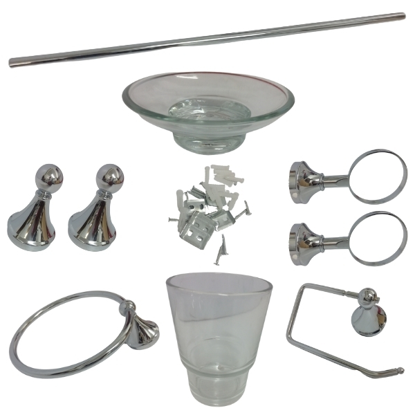 Regal – Bathroom Set / Roman White/Chrome Bathroom Set – 6 Piece
