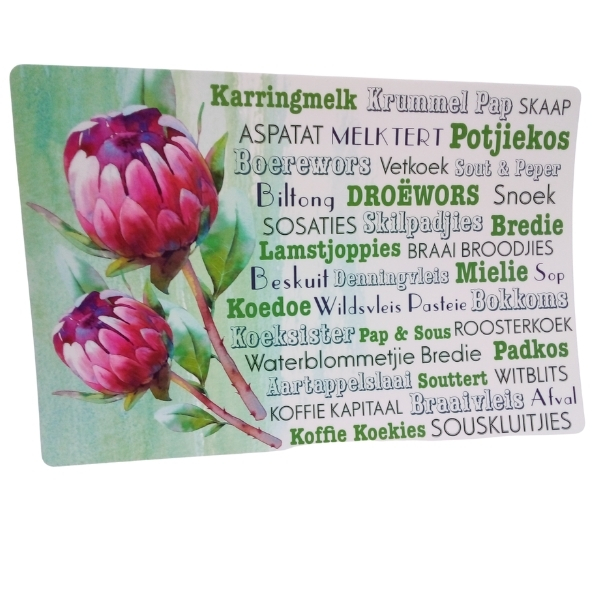 SourceDirect – Placemats / Afrikaans Words Placemats 45 x 30cm – Pack of 8