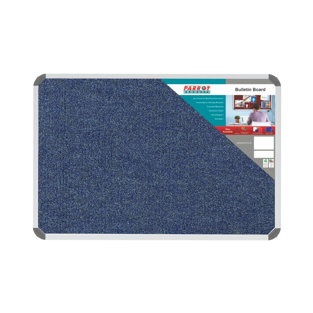Parrot Products Bulletin Board Ribbed Aluminium Frame (900x600mm – Denim)