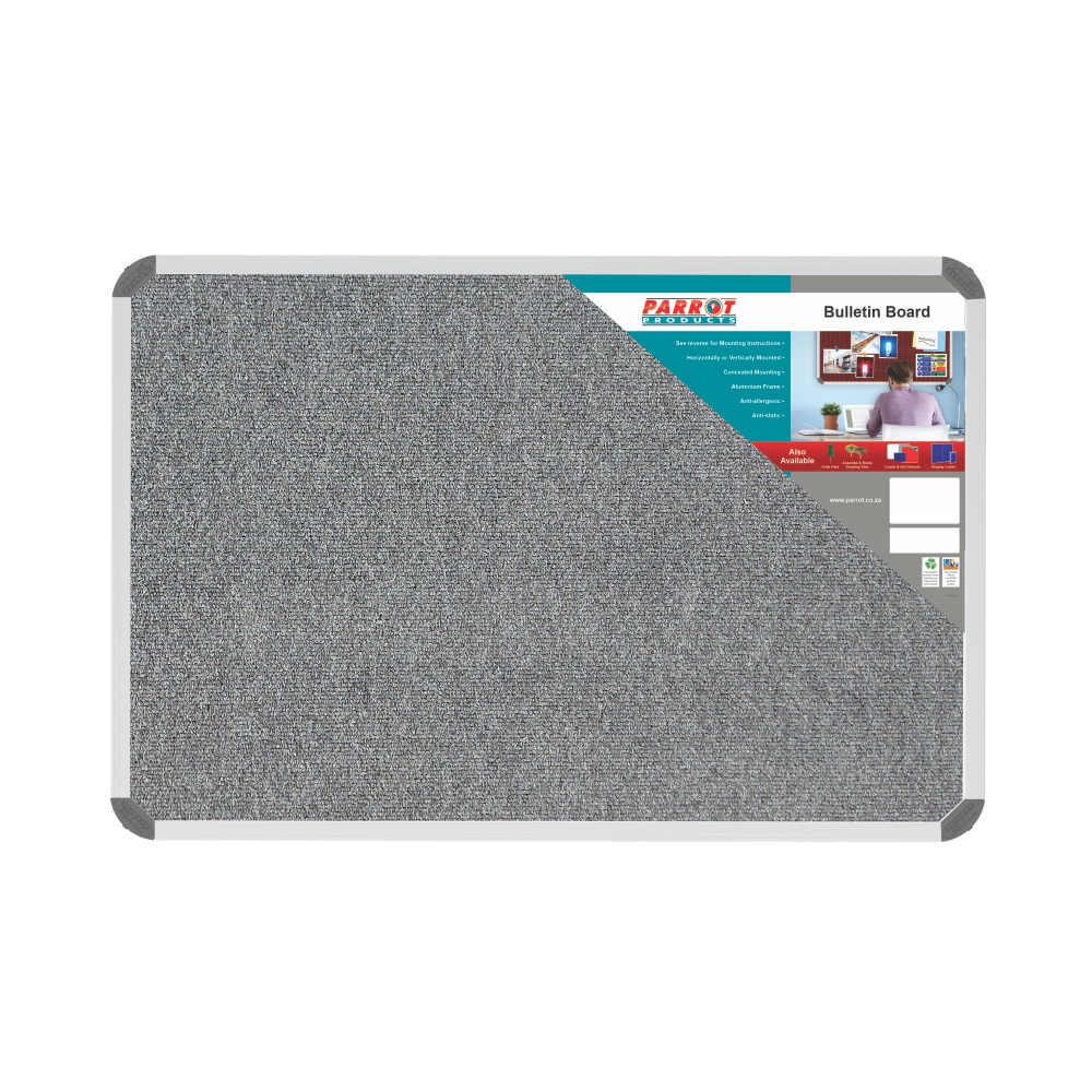 Parrot Products Bulletin Board Ribbed Aluminium Frame (900x600mm – Laurel)