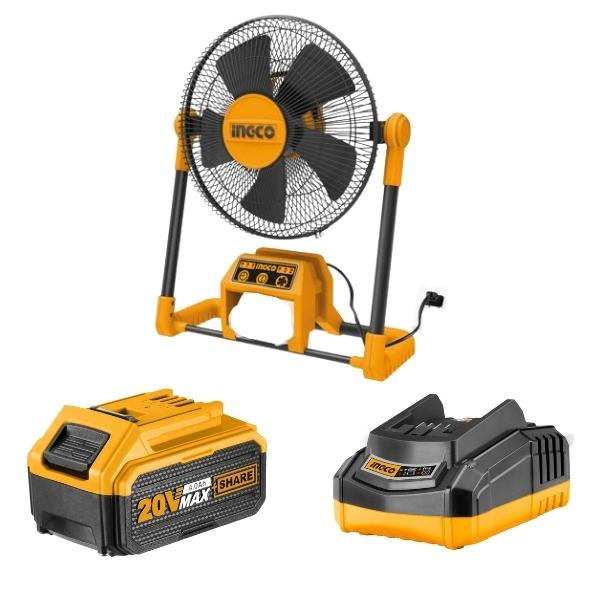 Ingco – Cordless Fan 20V with 1 x 4.0Ah Battery and 1 x Fast Charger