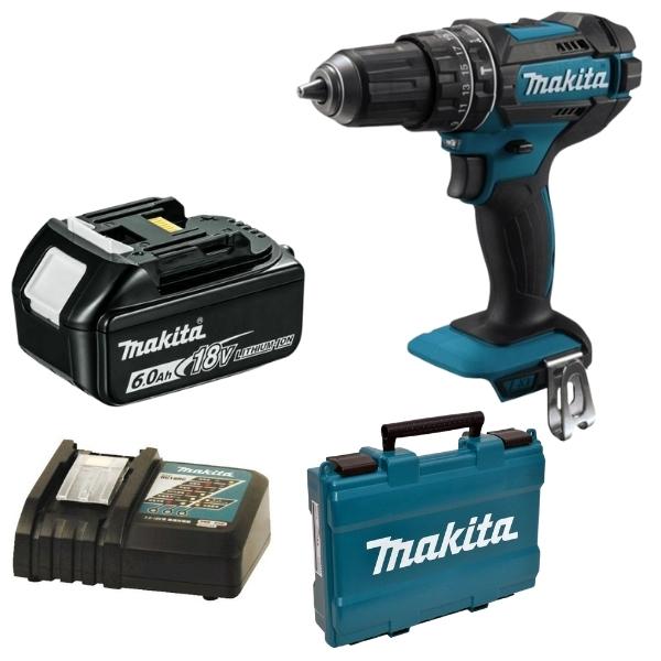 Makita – Cordless Impact Drill DHP482ZJ, 1 x 6.0Ah , Charger & Carry Case