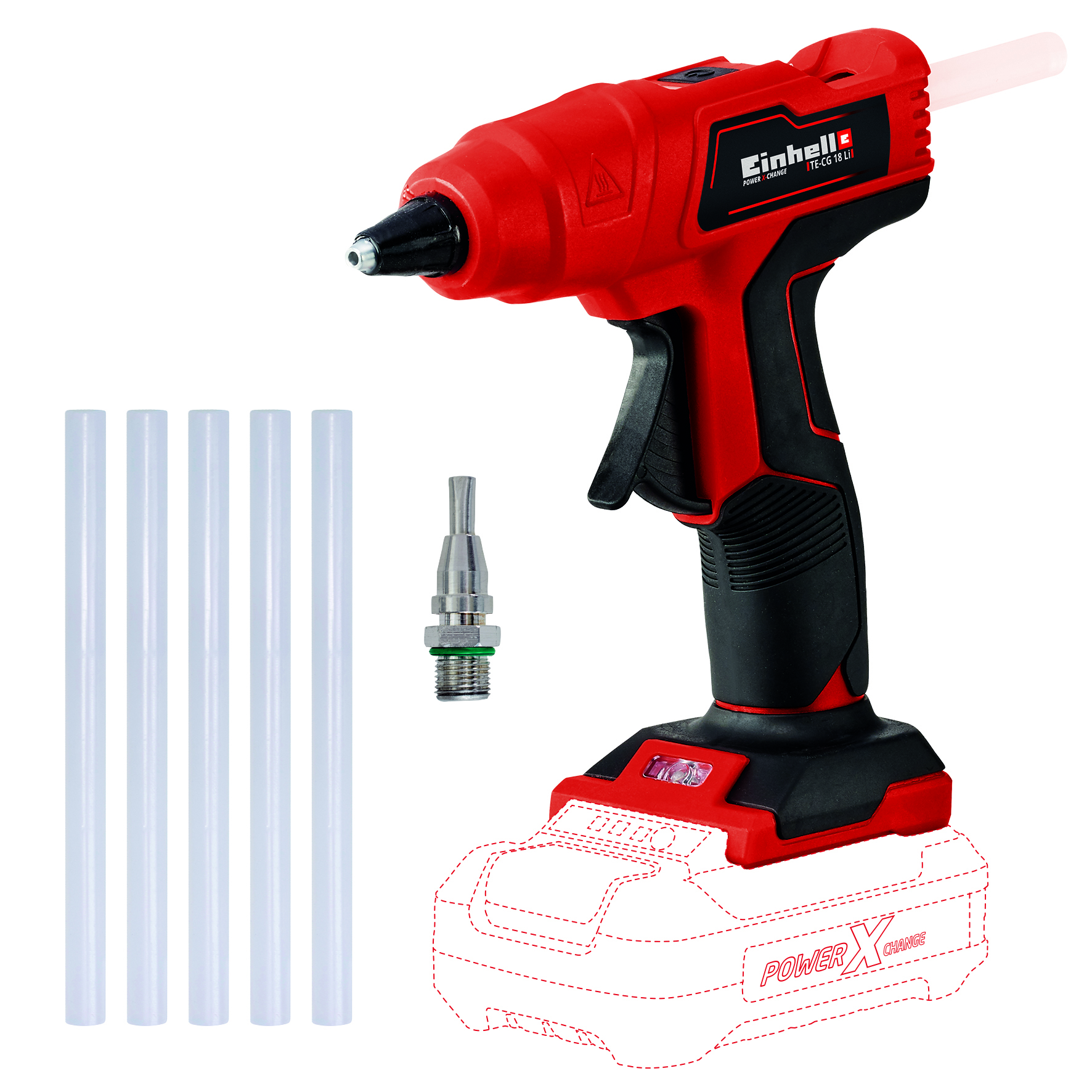 EINHELL Power X-Change Cordless Hot Glue Gun TE-CG 18 Li – Solo