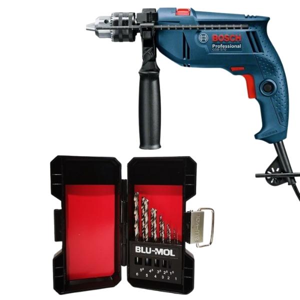 Bosch – Impact Drill GSB 570 & Blu-Mol Extreme Drill Bit Set (11 Piece)